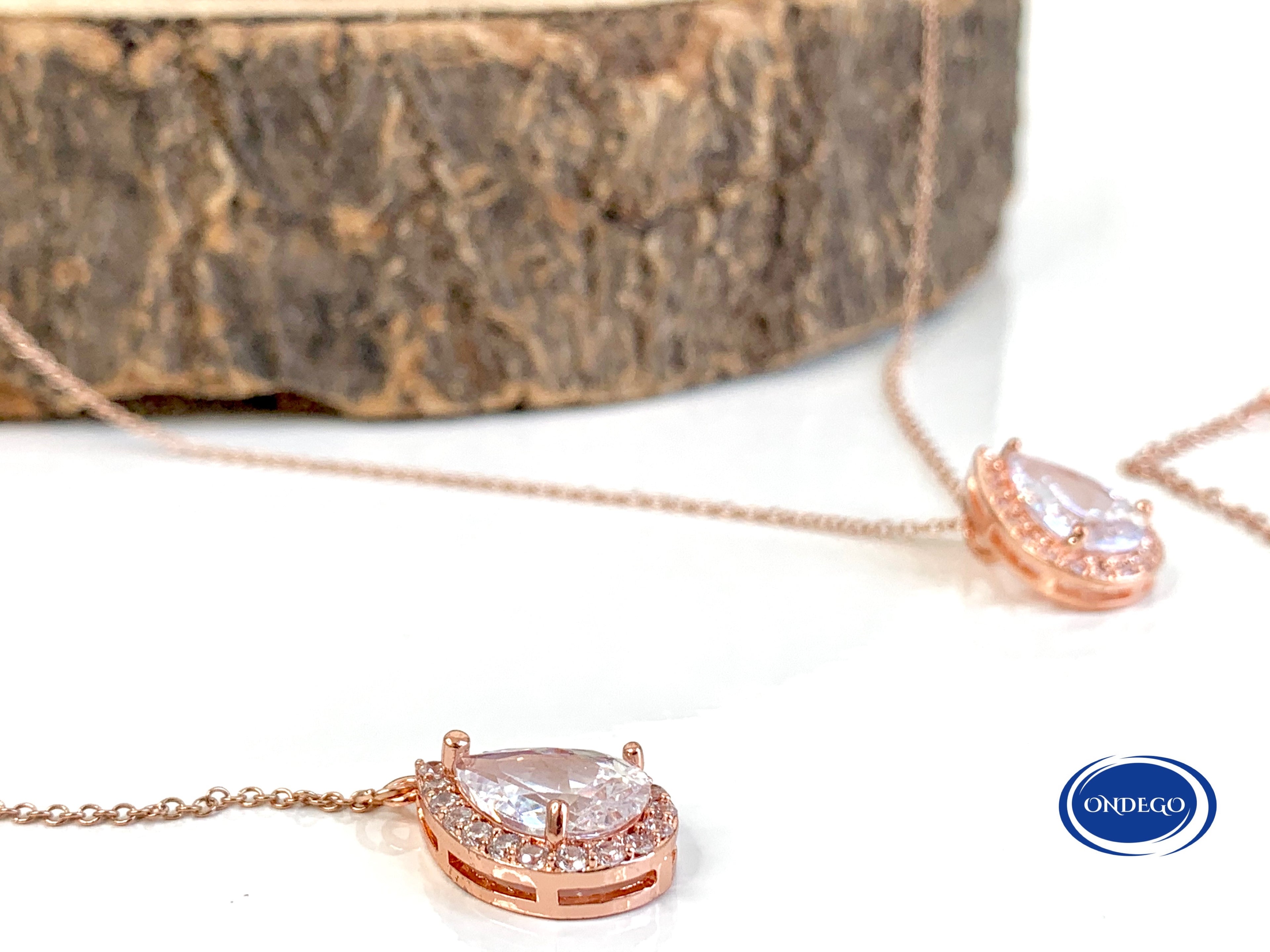 Rückenkette Schmuckset mit Zirkonia Tropfen – elegantes 2-in-1 Brautschmuck-Set | ONDEGO®