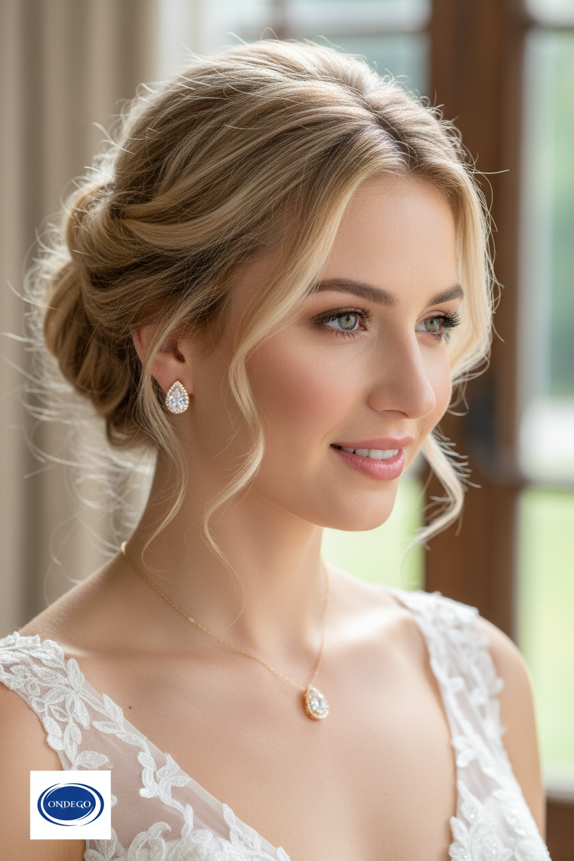 Goldenes Rückenkette Schmuckset mit Zirkonia Tropfen – elegantes 2-in-1 Set | ONDEGO®