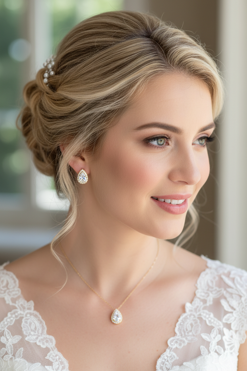 Goldenes Rückenkette Schmuckset mit Zirkonia Tropfen – elegantes 2-in-1 Set | ONDEGO®