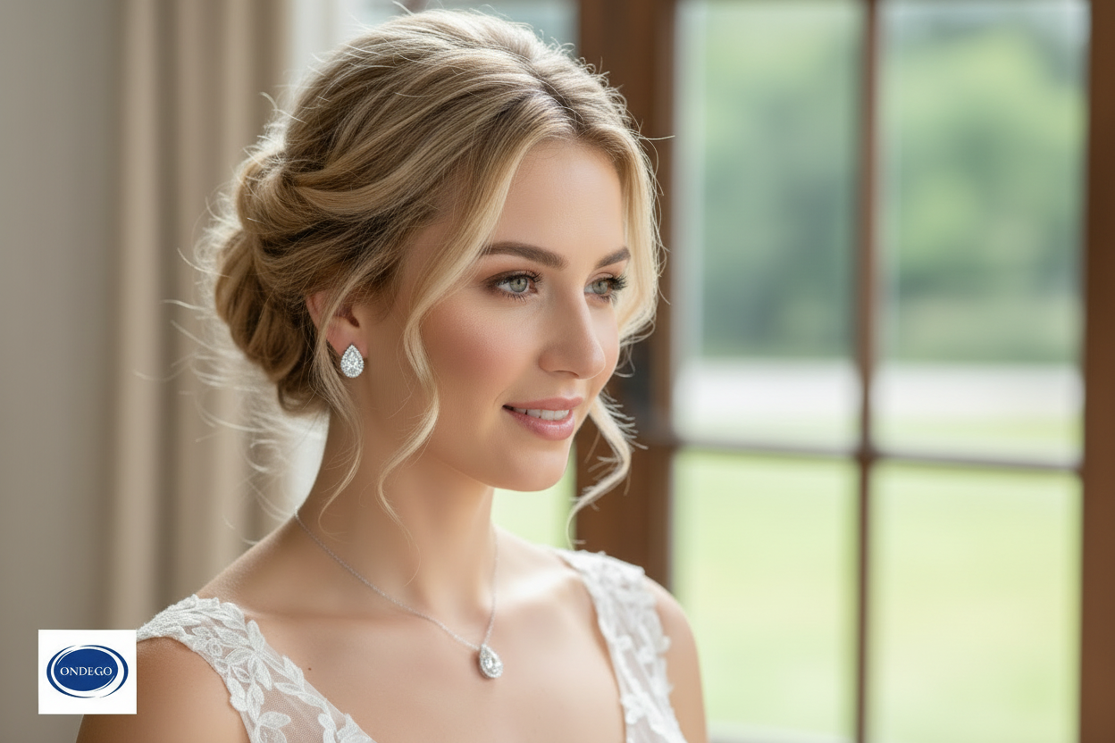Silber Rückenkette Schmuckset mit Zirkonia Tropfen – elegantes 2-in-1 Set | ONDEGO®