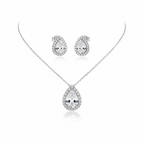 Silber Rückenkette Schmuckset mit Zirkonia Tropfen – elegantes 2-in-1 Set | ONDEGO®