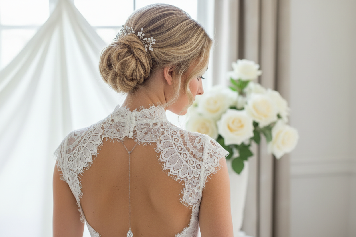 Silber Rückenkette Schmuckset mit Zirkonia Tropfen – elegantes 2-in-1 Set | ONDEGO®