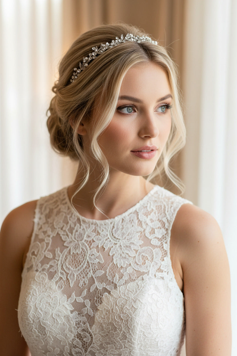 Silber Perlen Strass Diadem – eleganter Braut Haarschmuck für Hochzeit & Tiara Look | ONDEGO®