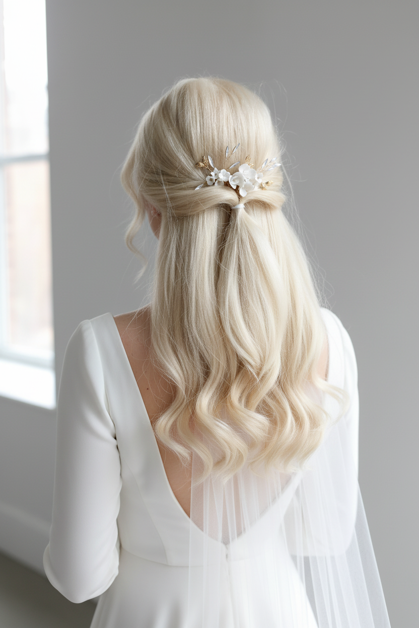 3D Gold Haarkamm – Handgemachte Blüten mit Perlen & Strass | Eleganter Brauthaarschmuck | ONDEGO®