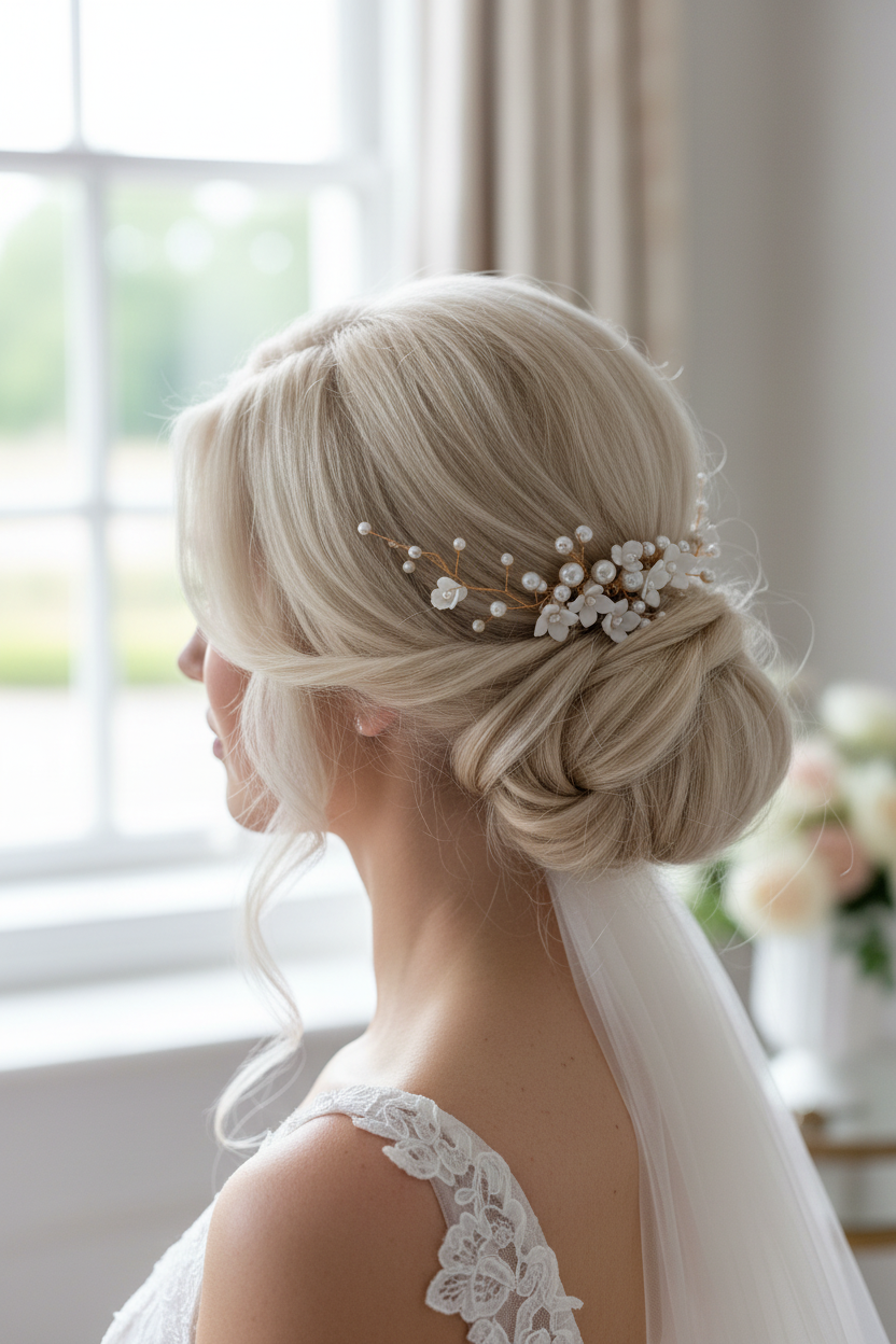 3D Gold Haarkamm – Handgemachte Blüten & Perlen | Eleganter Brauthaarschmuck | ONDEGO®