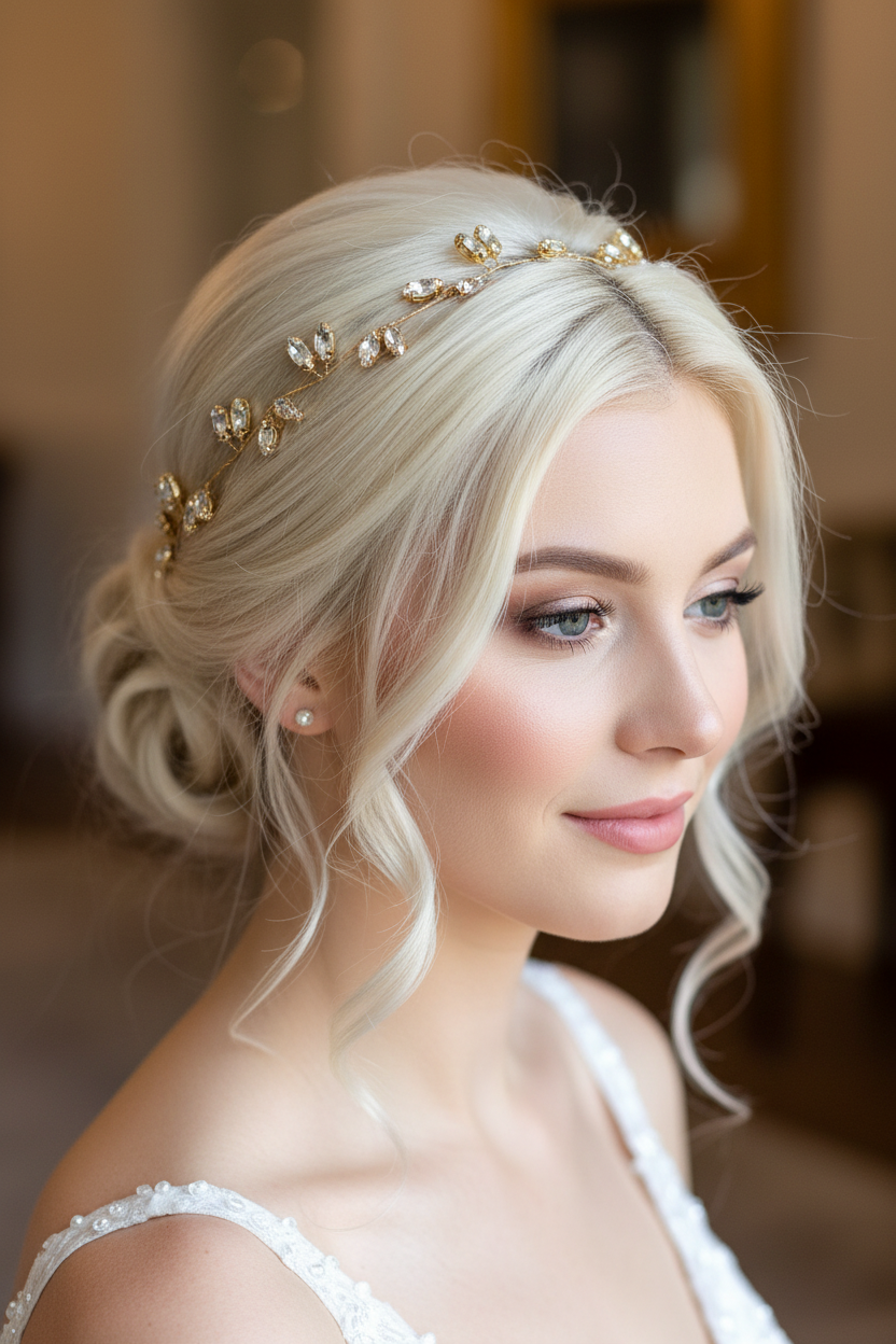 Haardraht Gold Silber Rosegold – Strass Brautschmuck flexibel – Haarschmuck Hochzeit | ONDEGO®