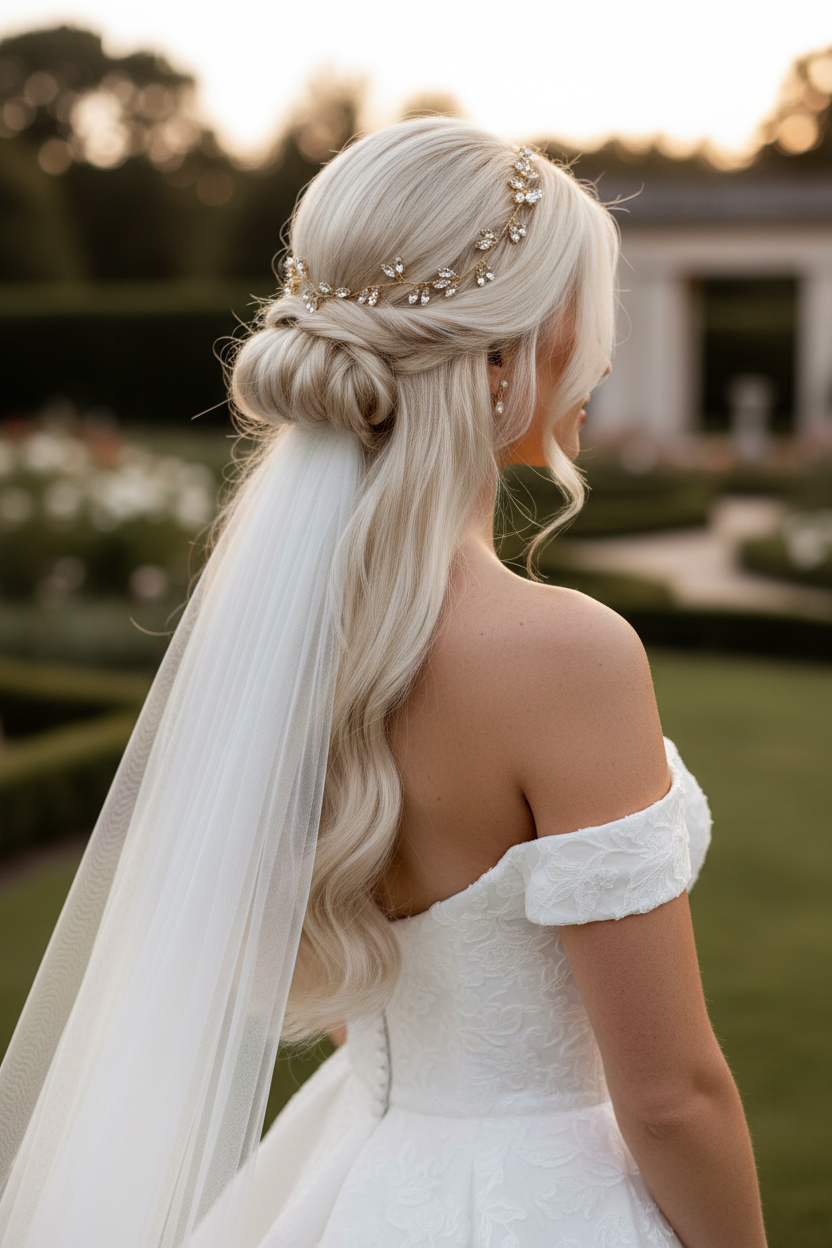 Haardraht Gold Silber Rosegold – Strass Brautschmuck flexibel – Haarschmuck Hochzeit | ONDEGO®