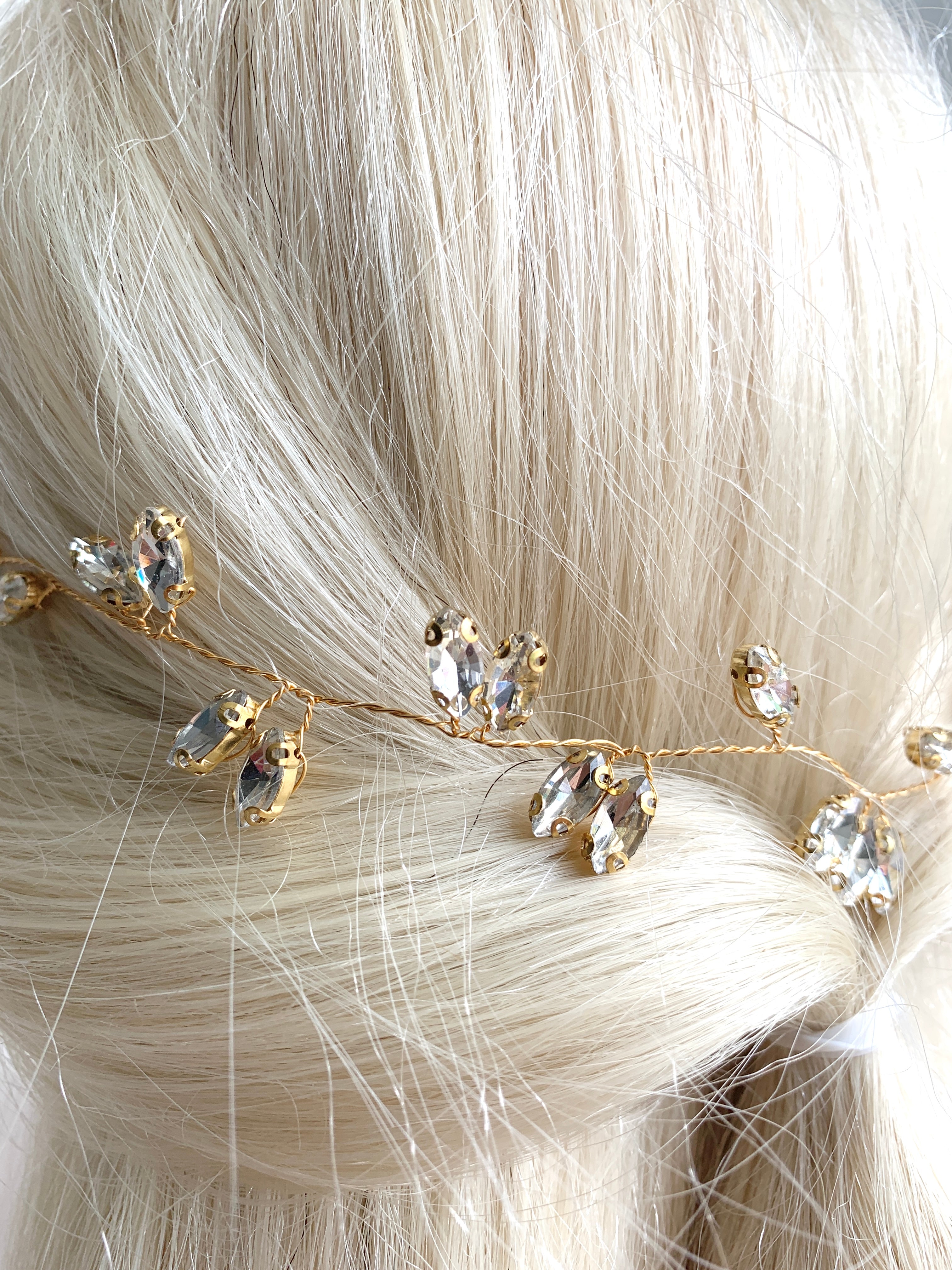 Haardraht Gold Silber Rosegold – Strass Brautschmuck flexibel – Haarschmuck Hochzeit | ONDEGO®