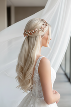XXL Haardraht Rosegold mit Perlen & Blättern – Brautschmuck Hochzeit | ONDEGO®