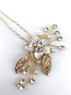 Elegante Haarnadel Gold mit Strass & Blüten – Braut Haarschmuck für Hochzeit, Steckfrisuren & besondere Anlässe | ONDEGO®