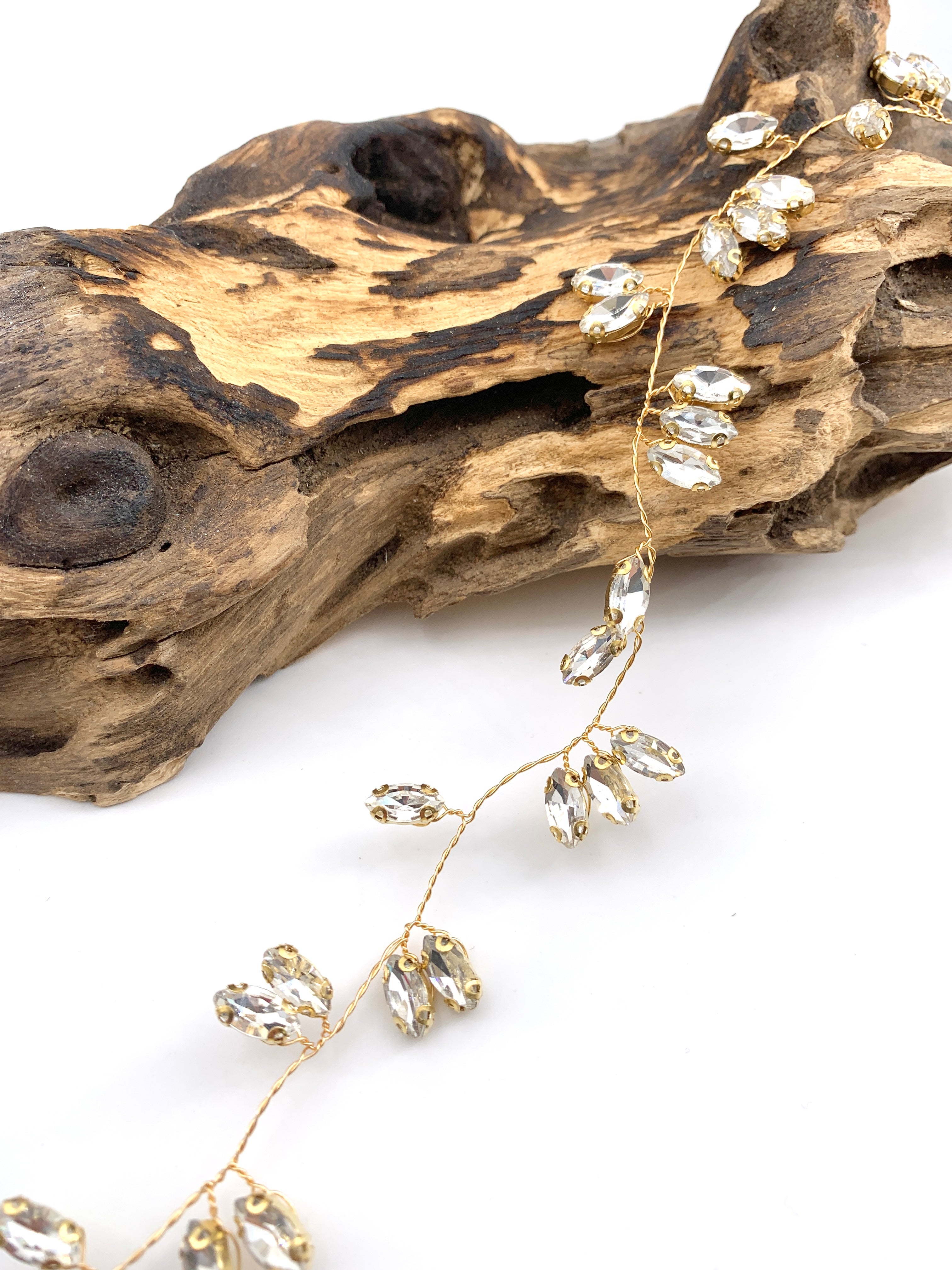 Haardraht Gold Silber Rosegold – Strass Brautschmuck flexibel – Haarschmuck Hochzeit | ONDEGO®