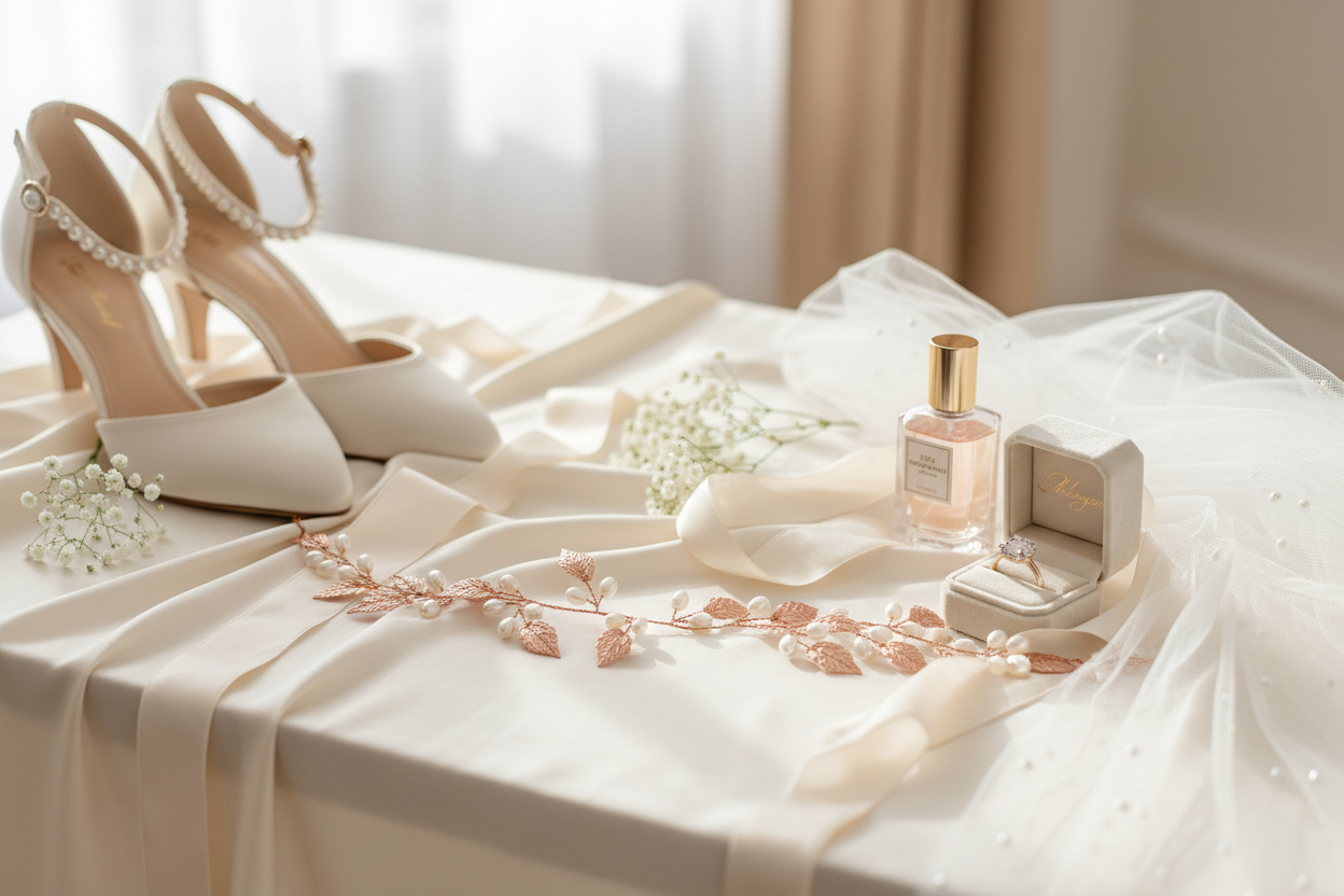XXL Haardraht Rosegold mit Perlen & Blättern – Brautschmuck Hochzeit | ONDEGO®