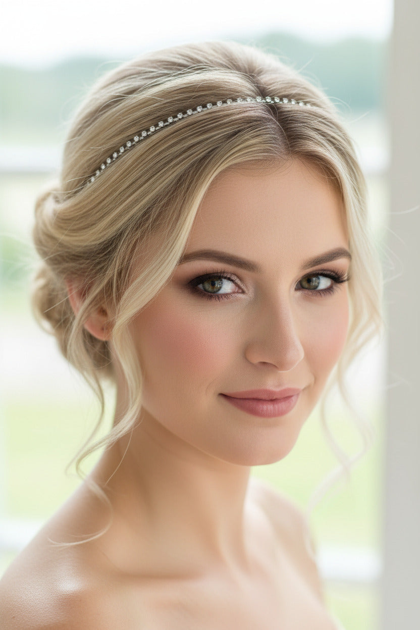 Silber zartes Strass Diadem – dezente Tiara für Hochzeit, Braut & Abiball | ONDEGO®