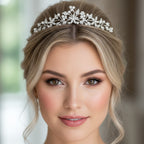 Perlen Strass Diadem Silber – eleganter Haarschmuck mit Ösen für Hochzeit & Braut | ONDEGO®