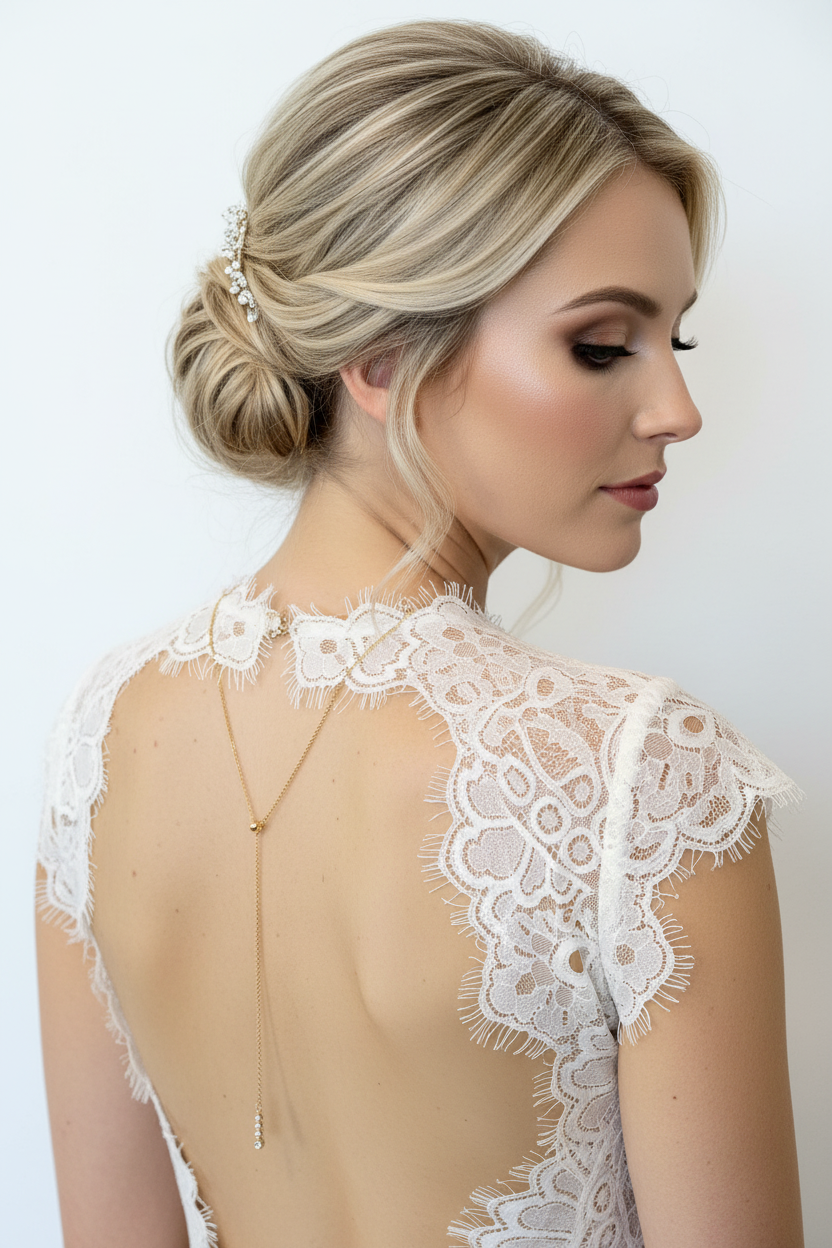 Zirkonia Rückenkette Gold – eleganter 2-in-1 Rückenschmuck für Braut & Hochzeit | ONDEGO®