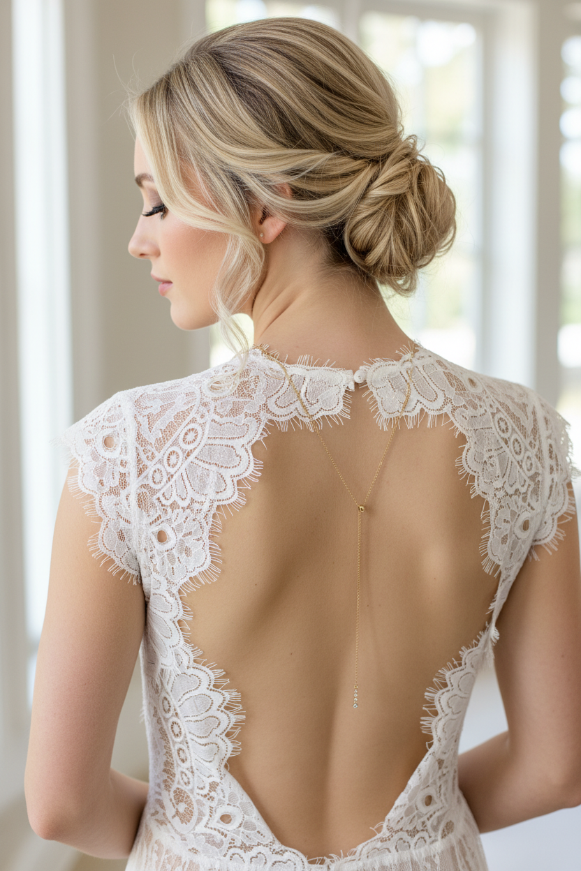 Zirkonia Rückenkette Gold – eleganter 2-in-1 Rückenschmuck für Braut & Hochzeit | ONDEGO®