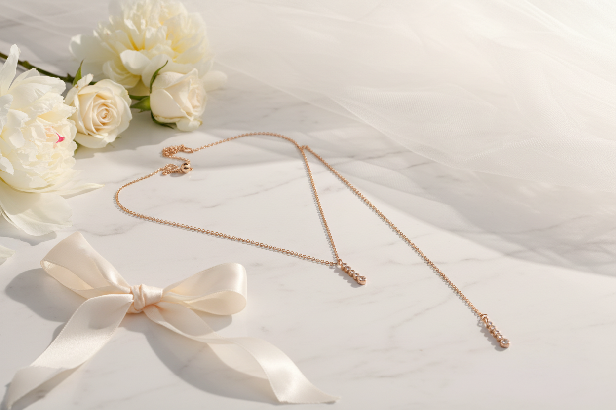 Zirkonia Rückenkette Rosegold – eleganter 2-in-1 Rückenschmuck für Braut & Hochzeit | ONDEGO® (Kopie)