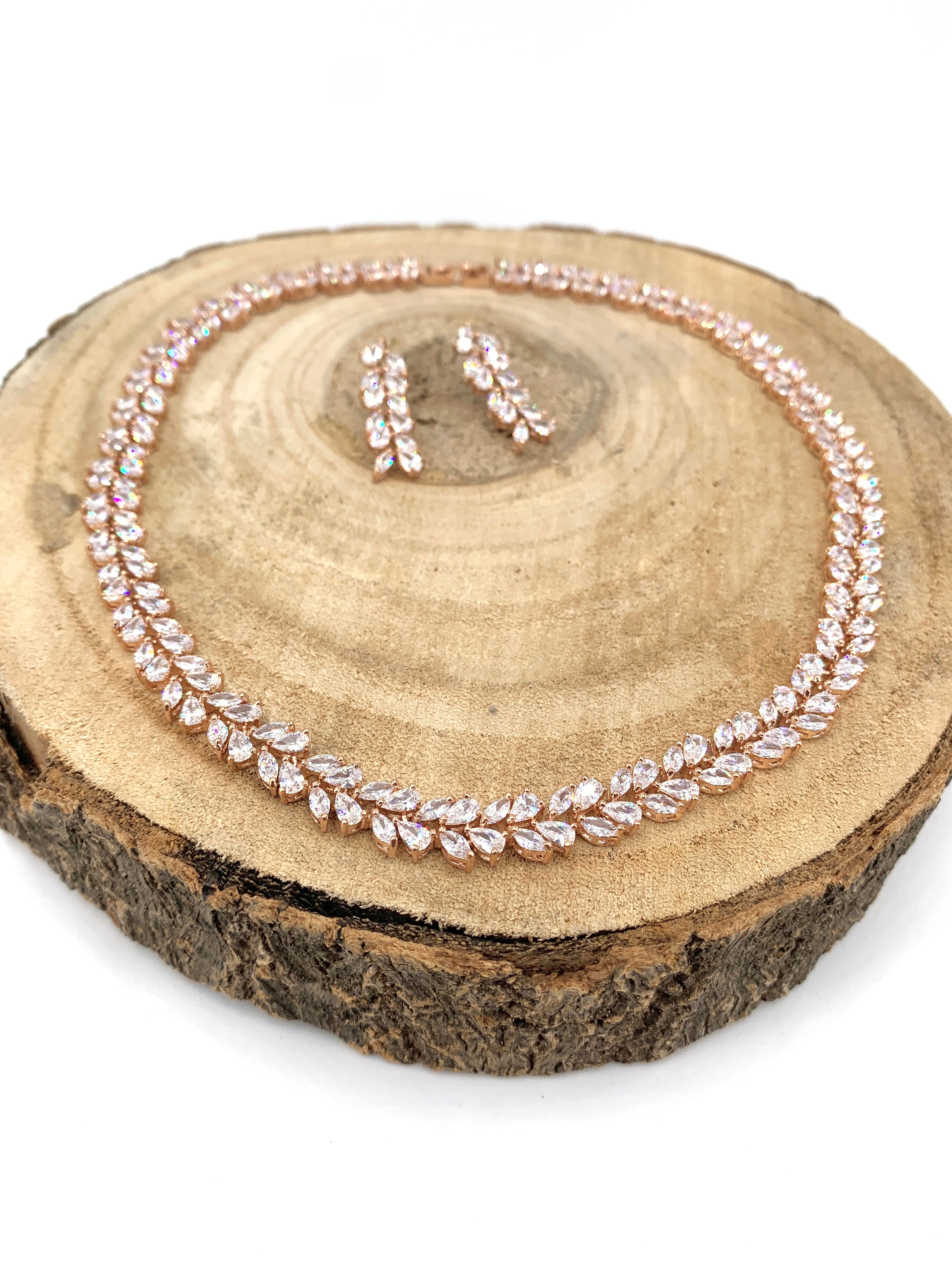 Zirkonia Schmuckset Roségold – Collier & Ohrringe Eleganter Brautschmuck | ONDEGO®