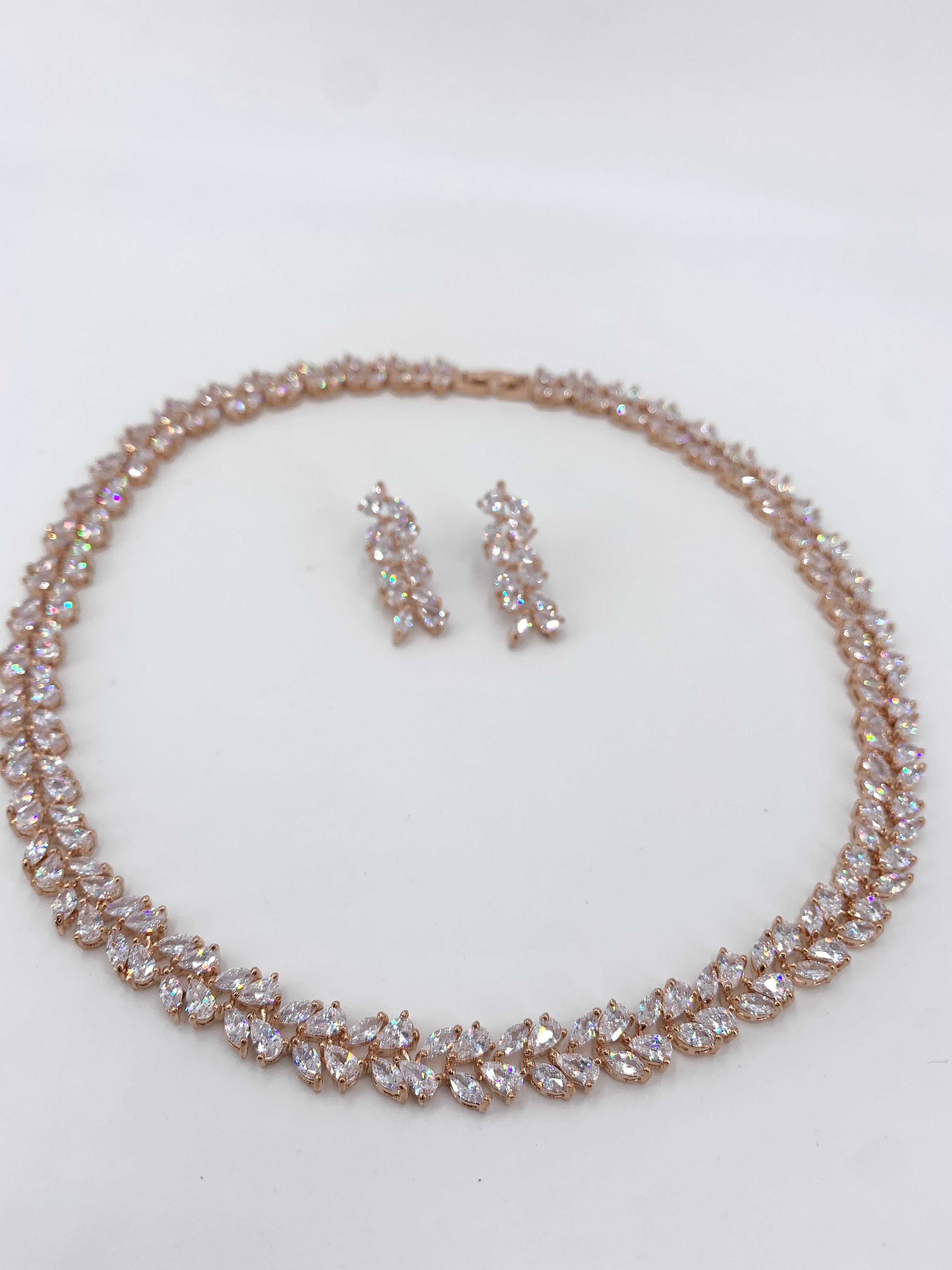 Zirkonia Schmuckset Roségold – Collier & Ohrringe Eleganter Brautschmuck | ONDEGO®