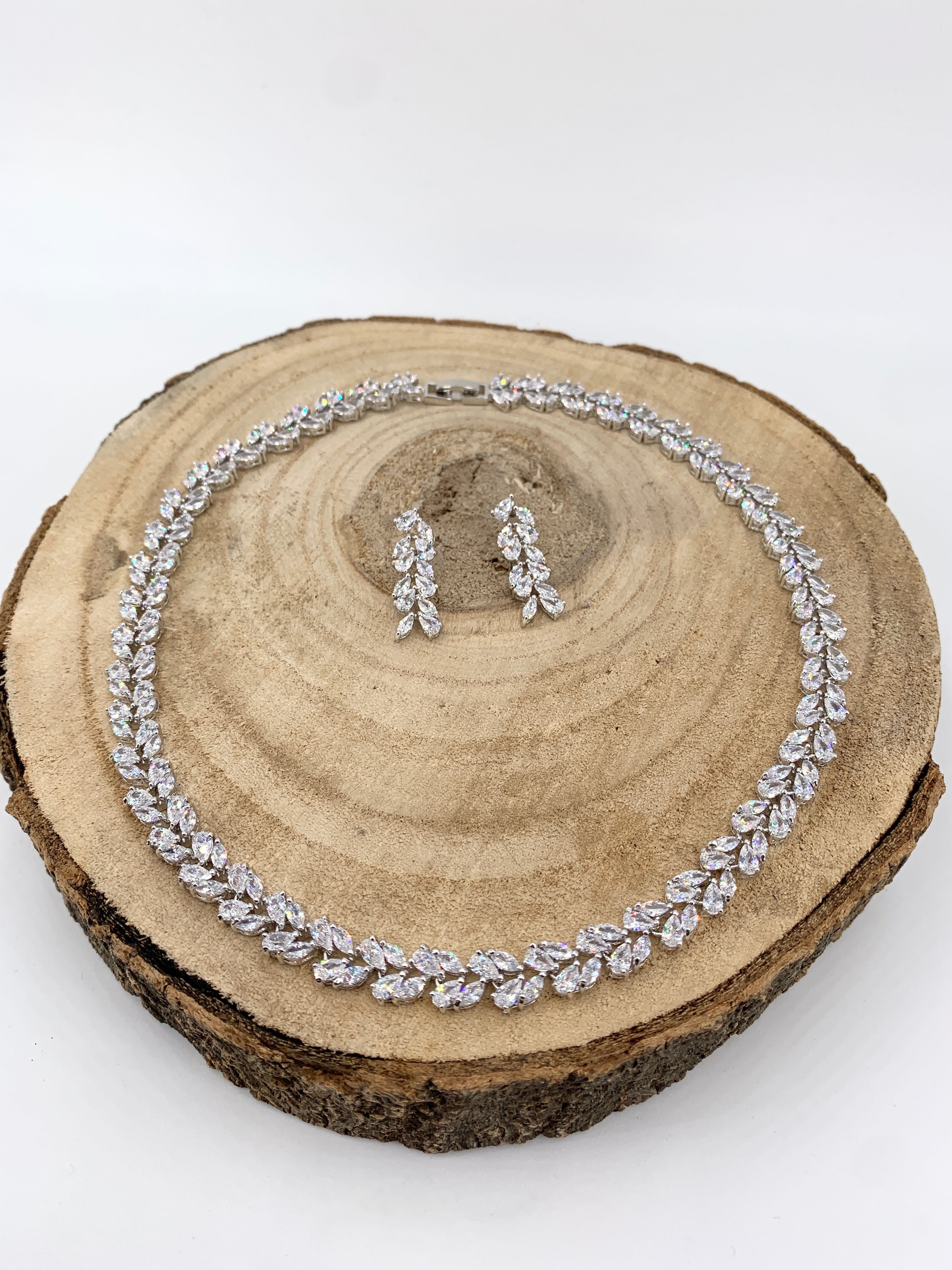 Zirkonia Schmuckset Silber – Collier & Ohrringe Eleganter Brautschmuck | ONDEGO®