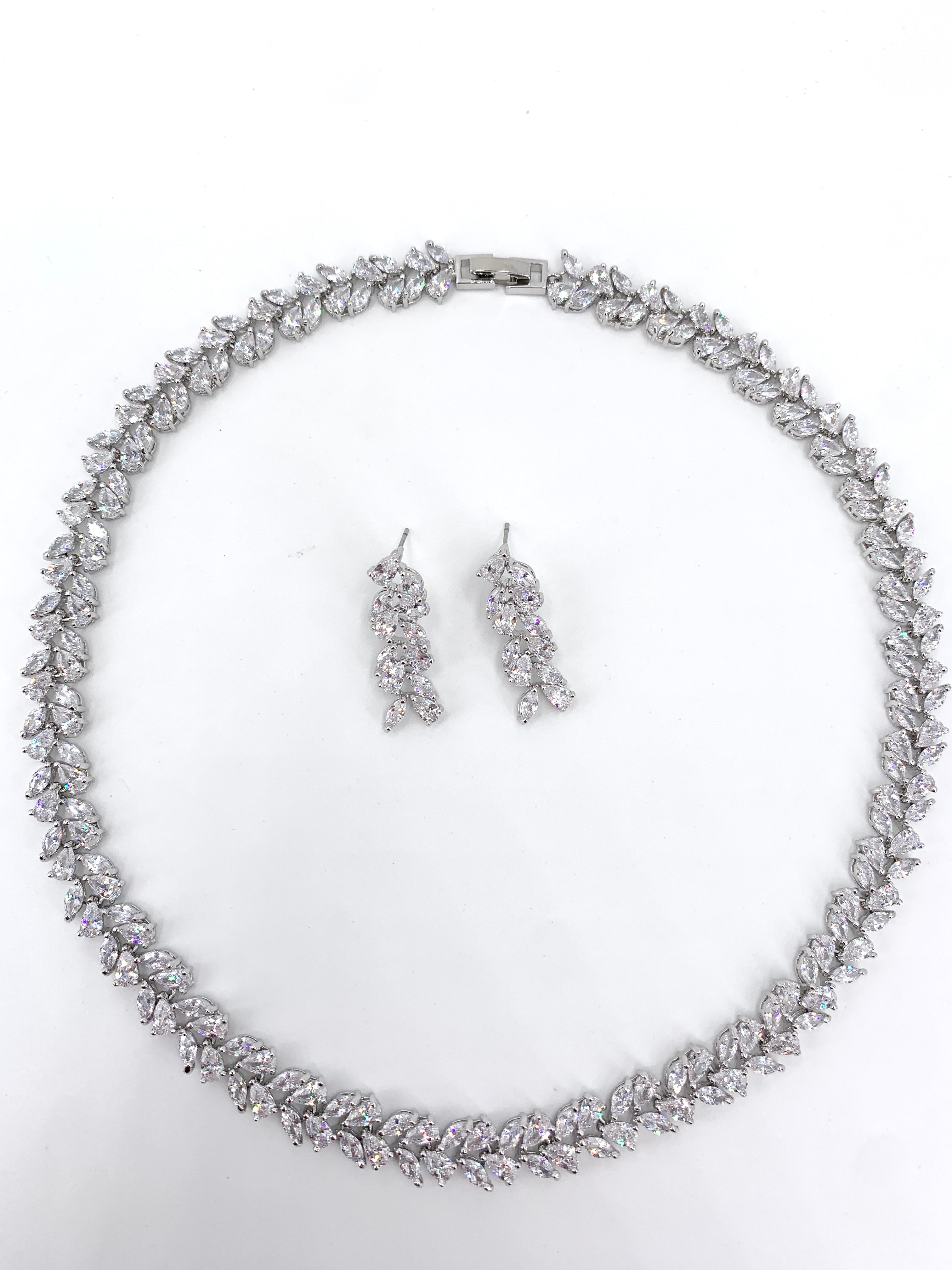 Zirkonia Schmuckset Silber – Collier & Ohrringe Eleganter Brautschmuck | ONDEGO®