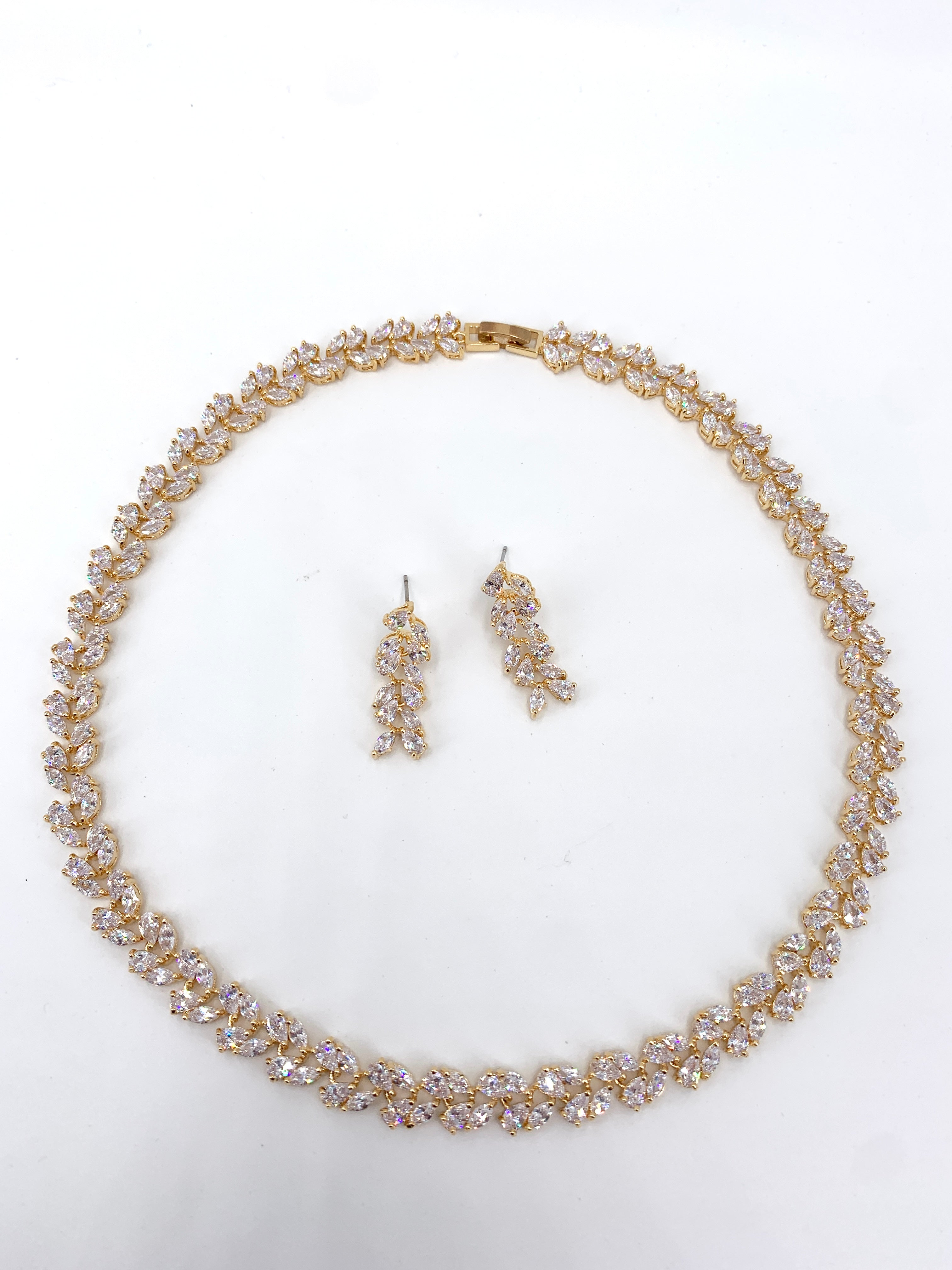 Zirkonia Schmuckset Gold – Collier & Ohrringe Eleganter Brautschmuck | ONDEGO®