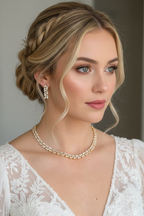 Zirkonia Schmuckset Gold – Collier & Ohrringe Eleganter Brautschmuck | ONDEGO®