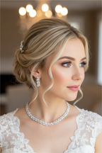 Zirkonia Schmuckset Silber – Collier & Ohrringe Eleganter Brautschmuck | ONDEGO®