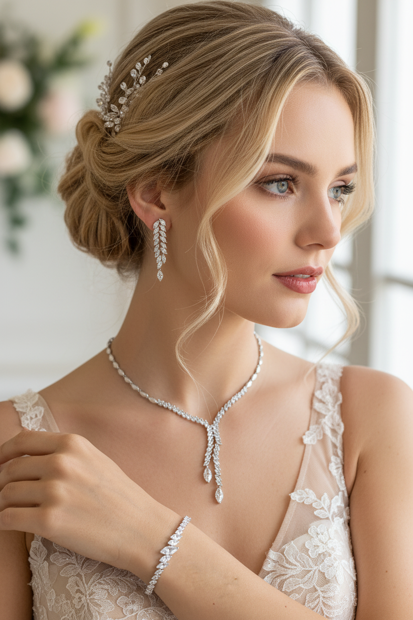 Zirkonia Schmuckset Silber – Collier, Ohrringe & Armband im eleganten Design | ONDEGO®