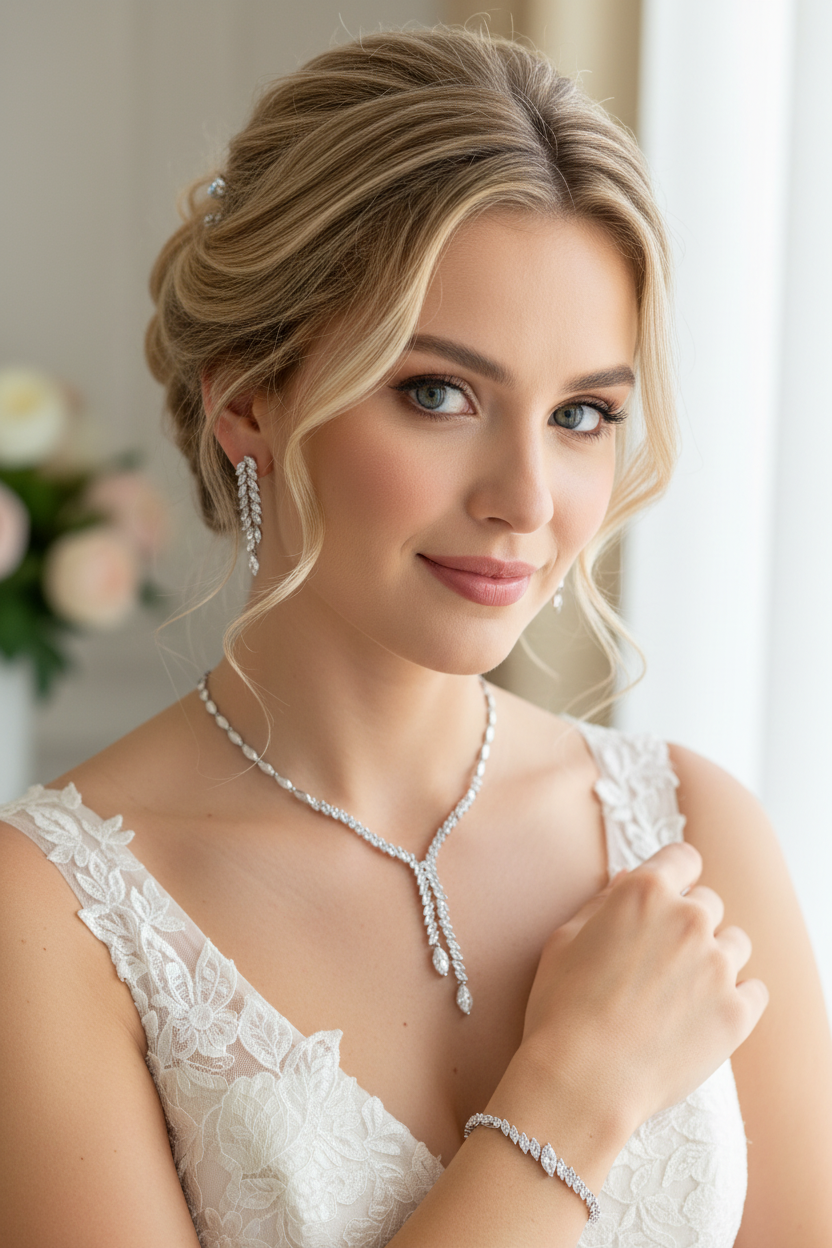 Zirkonia Schmuckset Silber – Collier, Ohrringe & Armband im eleganten Design | ONDEGO®