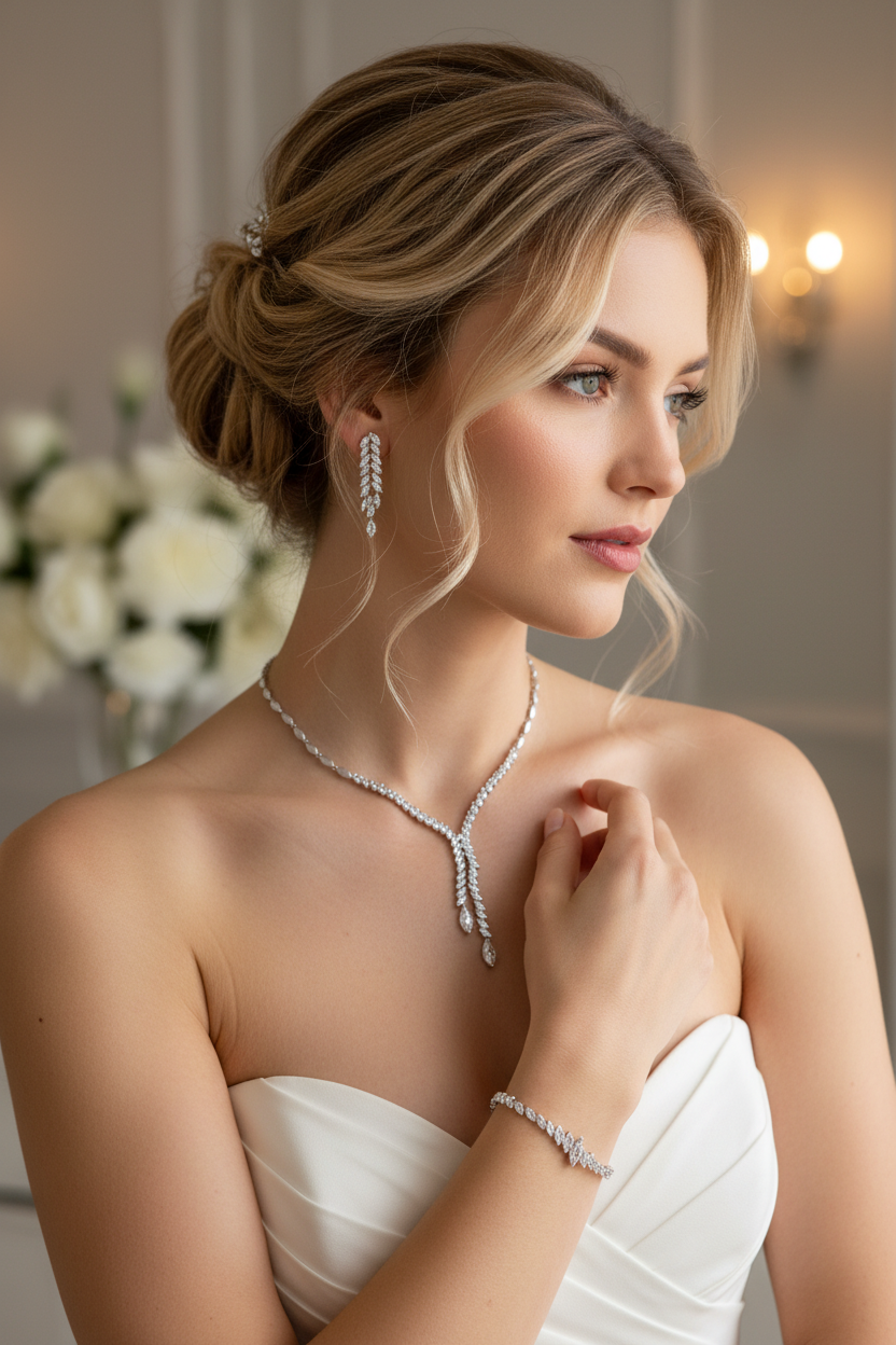 Zirkonia Schmuckset Silber – Collier, Ohrringe & Armband im eleganten Design | ONDEGO®