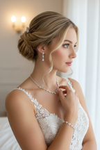 Brautschmuck Set Silber – Rückenkette, Collier, Armband & Ohrringe mit Strass | ONDEGO®