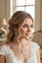 Brautschmuck Set Silber – Zirkonia Tropfen Kette, Ohrringe & Armband verstellbar | ONDEGO®