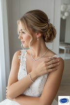 Strass Schmuckset Silber – Halskette, Ohrringe & Armband | Eleganter Brautschmuck | ONDEGO®