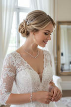 Strass Schmuckset Silber – Halskette, Ohrringe & Armband | Eleganter Brautschmuck | ONDEGO®