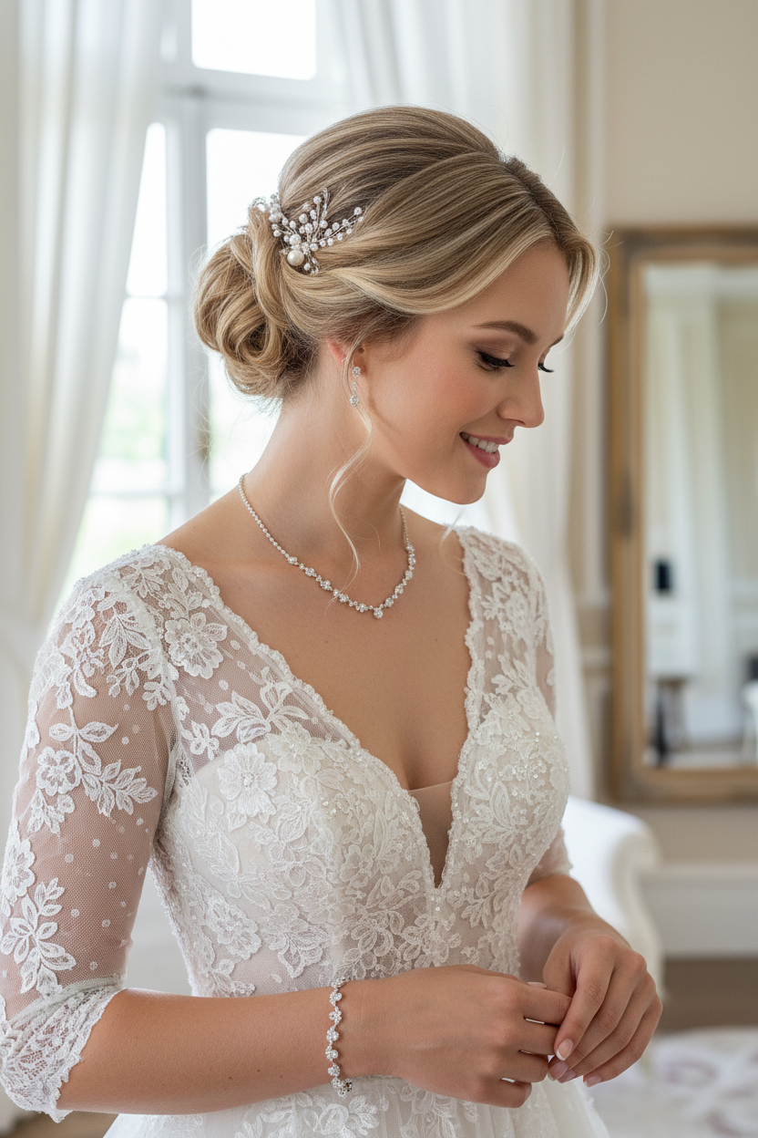 Strass Schmuckset Silber – Halskette, Ohrringe & Armband | Eleganter Brautschmuck | ONDEGO®