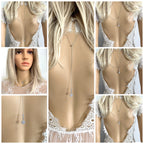 Rückenkette Schmuckset Silber – 2in1 Halskette mit Rückenkettchen, Zirkonia, Ohrringe & Armband | Brautschmuck Hochzeit | ONDEGO®