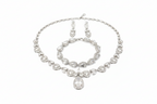 Zirkonia Schmuckset Silber – Collier, Ohrringe & Armband mit Tropfen-Design | ONDEGO®