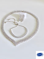 Zirkonia Schmuckset Silber – 3-teilig | V-Collier | ONDEGO®