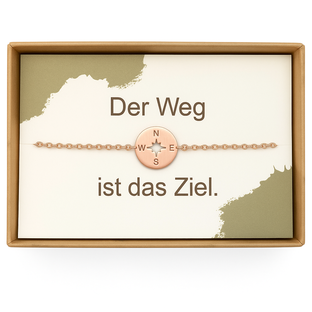 Kompass Armband – Edelstahl, verstellbar, Geschenkbox, Rosegold/Silber/Gold | ONDEGO®
