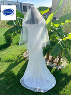 Schlichter Brautschleier Ivory 2-lagig 115 cm – Dezenter Schleier mit Kamm für Hochzeit | ONDEGO®