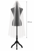 Brautschleier Ivory 150 cm – Schlichter eleganter Schleier 1-lagig mit Kamm | ONDEGO®