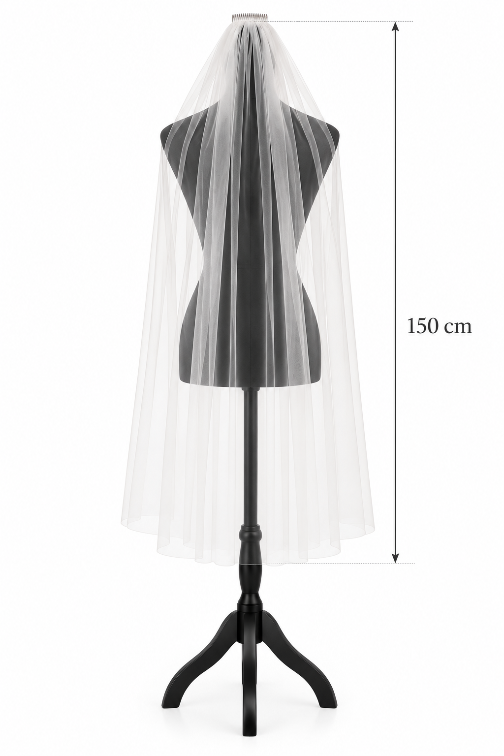 Brautschleier Ivory 150 cm – Schlichter eleganter Schleier 1-lagig mit Kamm | ONDEGO®