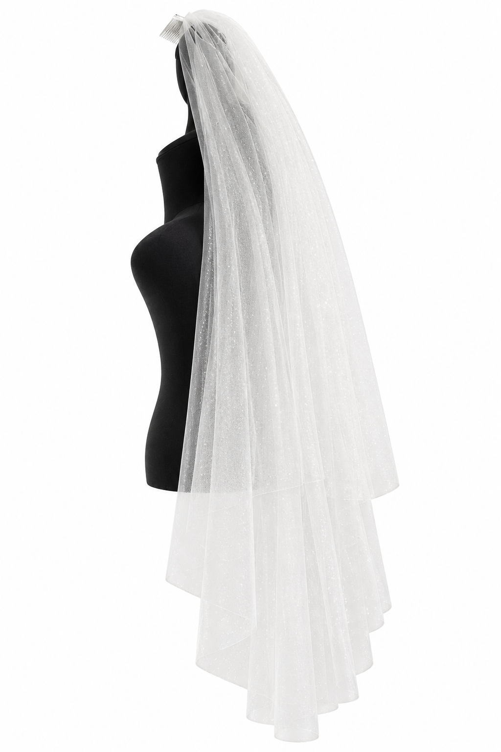Schlichter Brautschleier Ivory 2-lagig 115 cm – Dezenter Schleier mit Kamm für Hochzeit | ONDEGO®