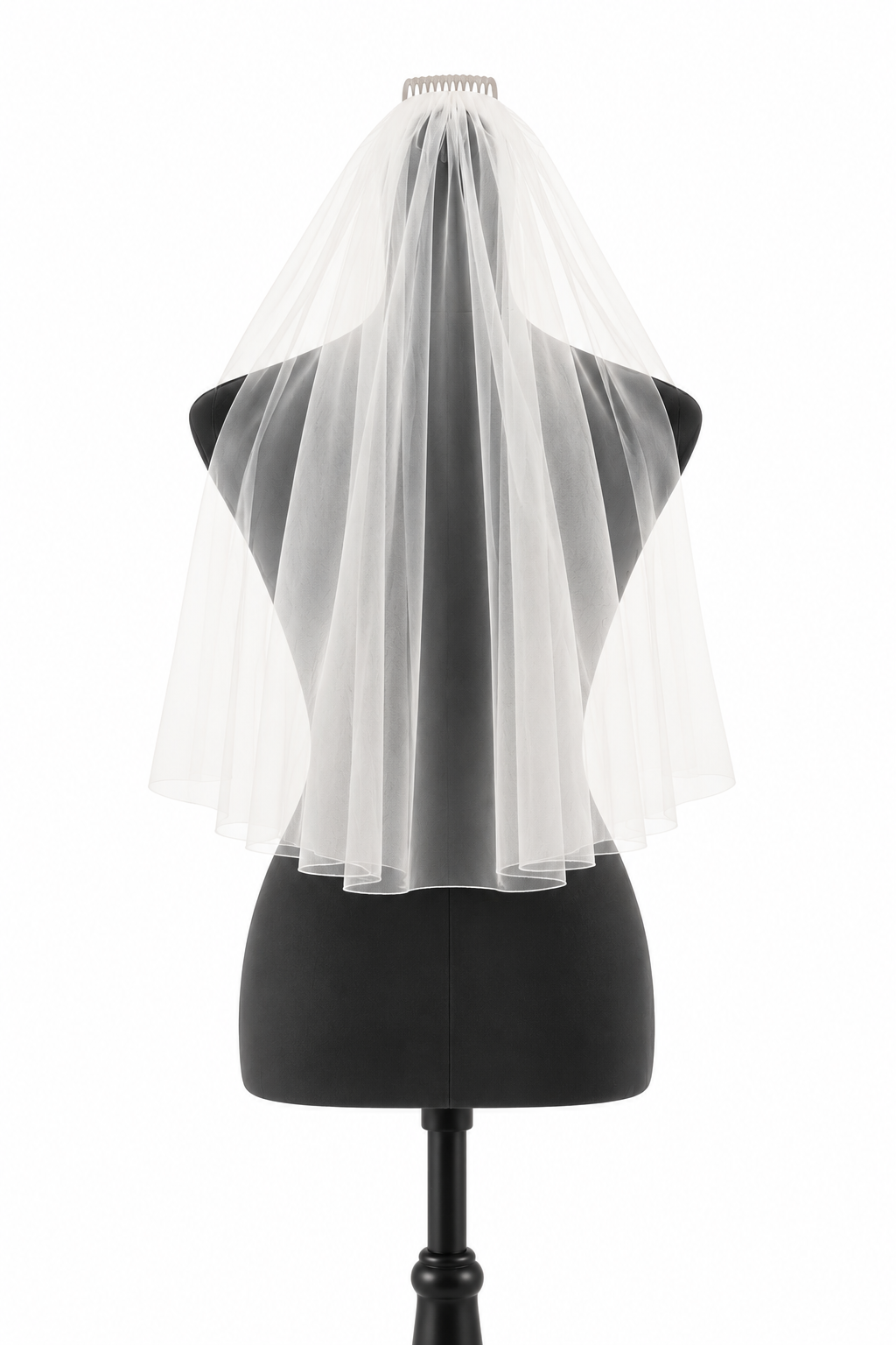 KURZ 75 cm Brautschleier – 1-lagig | Weiß oder Ivory | mit Kamm | ONDEGO®