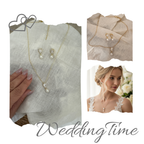 Zirkonia Perlen Schmuckset Gold – Halskette & Ohrringe | Brautschmuck | ONDEGO®
