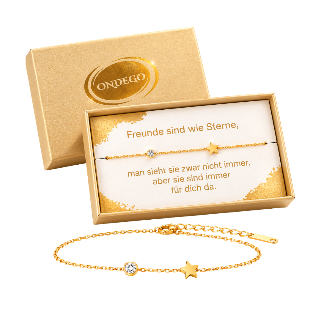 Stern Armband Freundin mit Geschenkbox & Spruchkarte – 18K vergoldeter Edelstahl