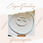 Brautschmuck Set 3-teilig – Glaswachsperlen Weiß oder Ivory Kette, Armband & Ohrringe | ONDEGO®