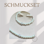 Brautschmuck Set 3-teilig – Glaswachsperlen Weiß oder Ivory Kette, Armband & Ohrringe | ONDEGO®