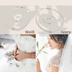 Brautschmuck Set 3-teilig – Glaswachsperlen Weiß oder Ivory Kette, Armband & Ohrringe | ONDEGO®